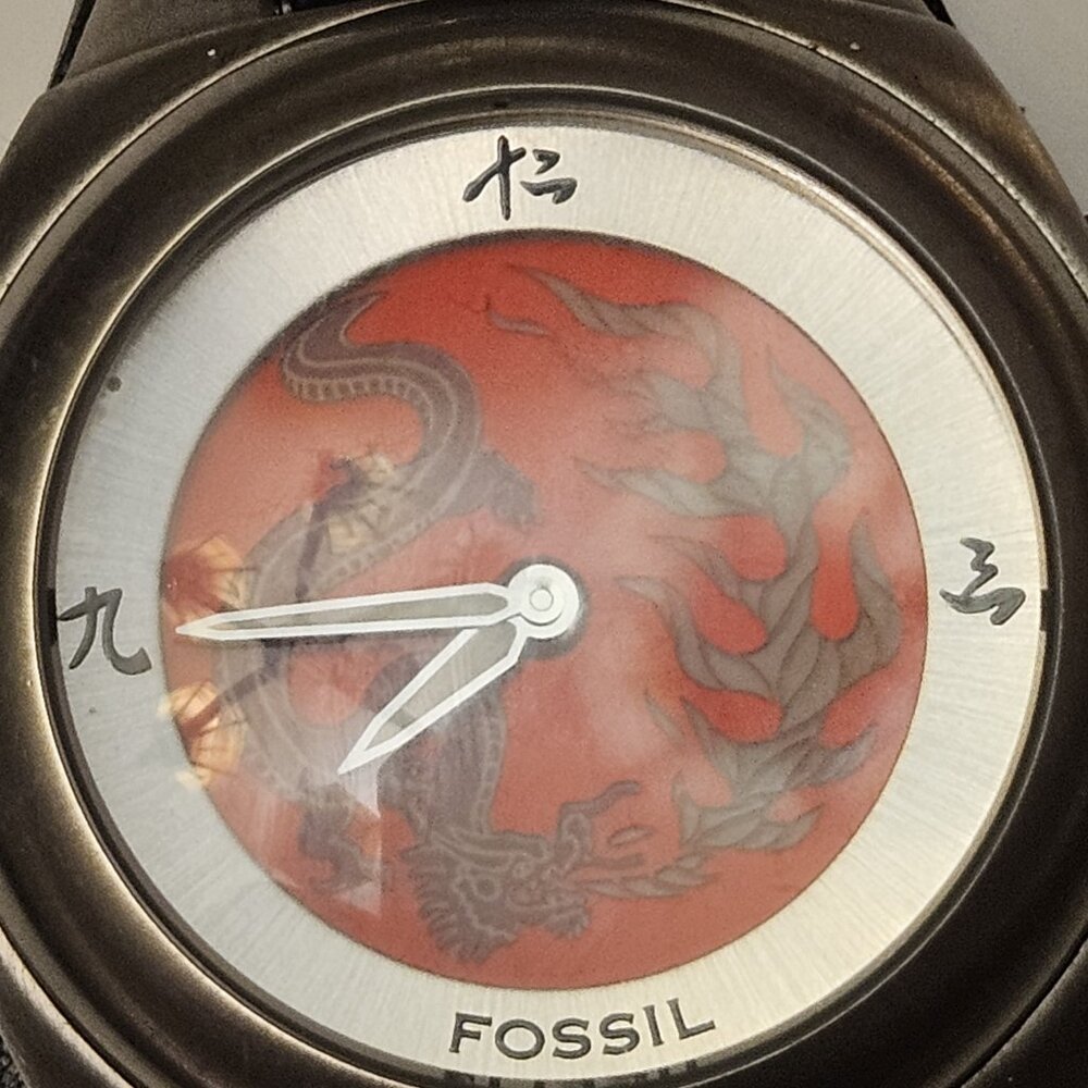Fossil Mens Big Tic Jr-8198 Dragon Display Leather Strap Watch
